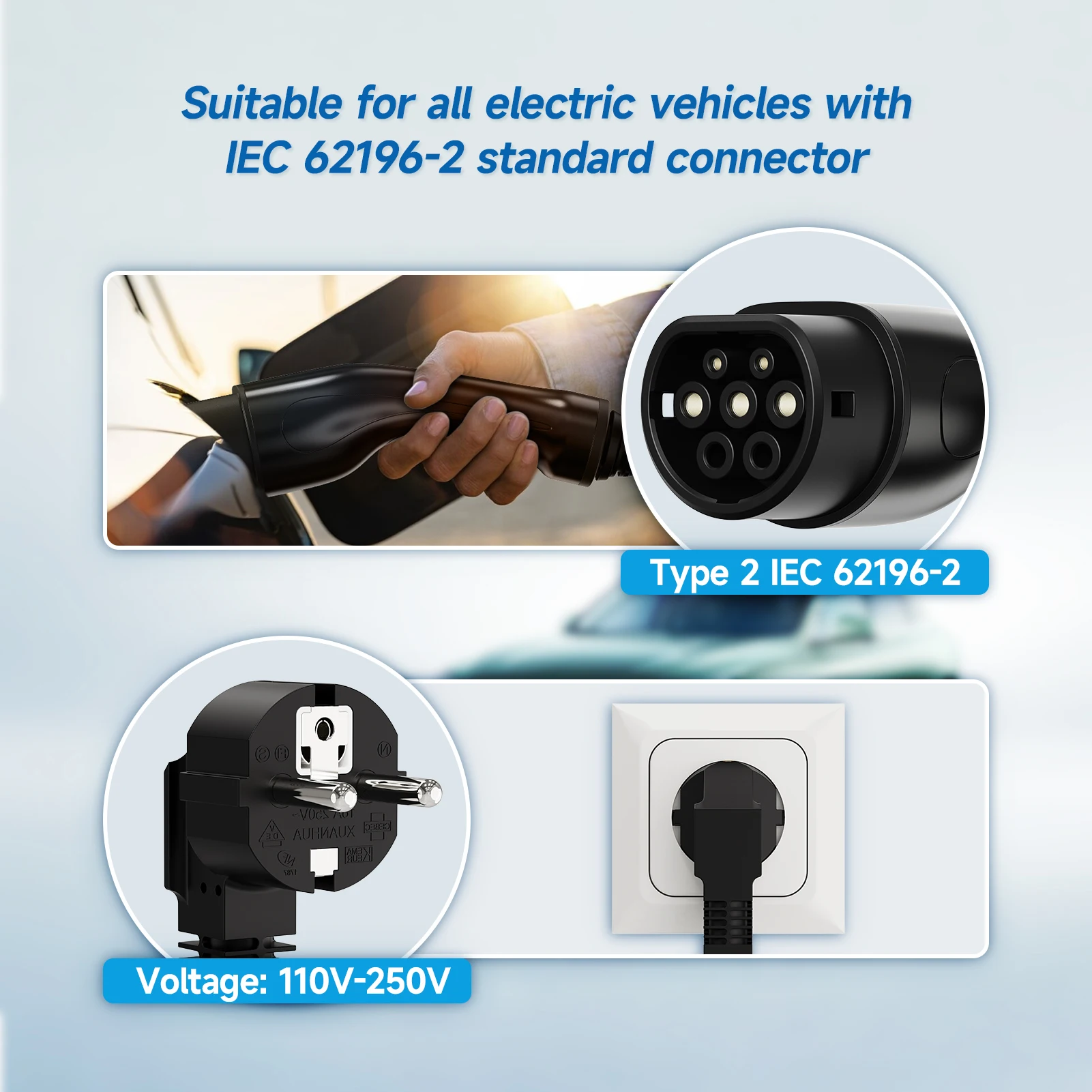 Cargador Portátil para Vehícul - Type 2 Portable Ev Charger 11Kw Cee reseña y precio